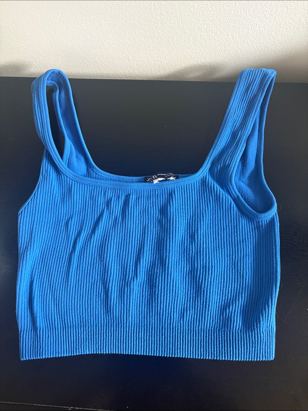 Zara Ribbed Square-Neck Crop Tank
